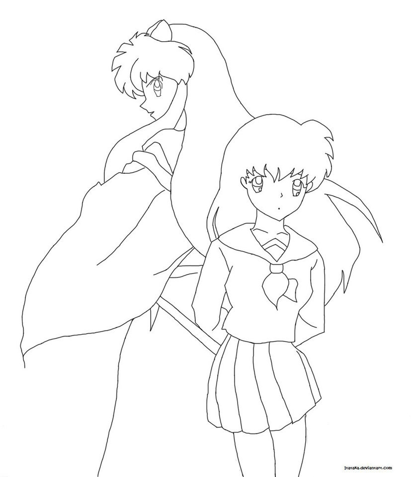 Inuyasha Ausmalbilder
 Inuyasha and Kagome lineart by itataka on DeviantArt