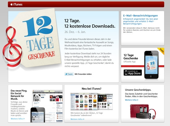 Itunes Geschenke App
 12 Tage 12 kostenlose Downloads ab 26 12 in iTunes