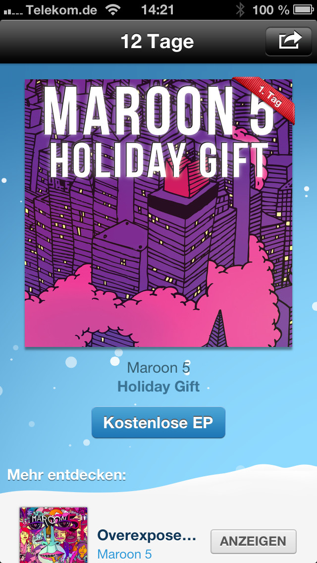 Itunes Geschenke App
 iTunes 12 Tage Geschenke App Heute geht’s los mit Maroon