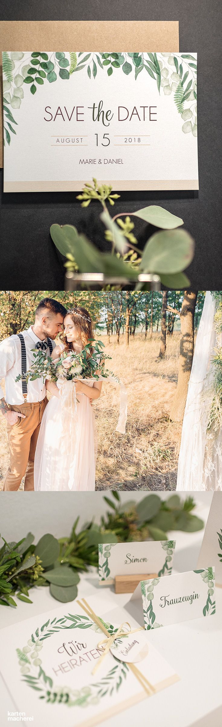 Jahrestage Hochzeit
 Hochzeitspapeterie im Greenery Look Hier gewinnt das