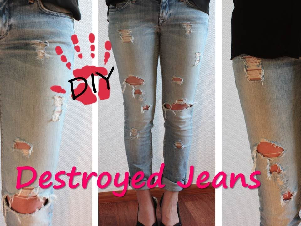 Jeans Used Look Diy
 DIY Destroyed Jeans Boyfriend Jeans Used Look