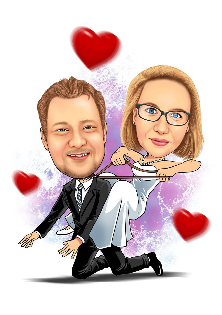 Karikatur Hochzeit
 Hochzeit Geschenk Karikatur Brautpaar