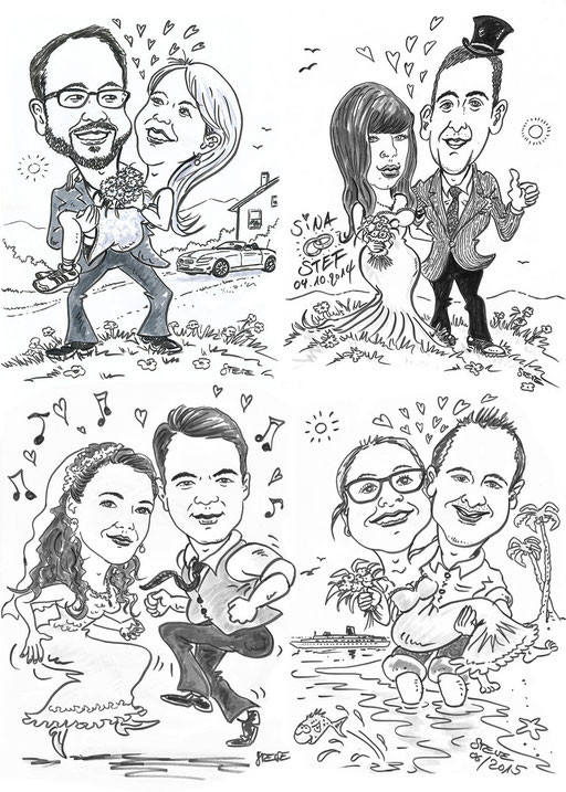 Karikatur Hochzeit
 Humorvolle Zeichnungen von Ihnen und Ihren Gästen