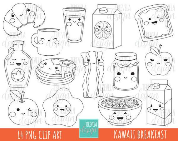 Kawaii Malvorlagen
 SALE KAWAII BREAKFAST digital stamp mercial use