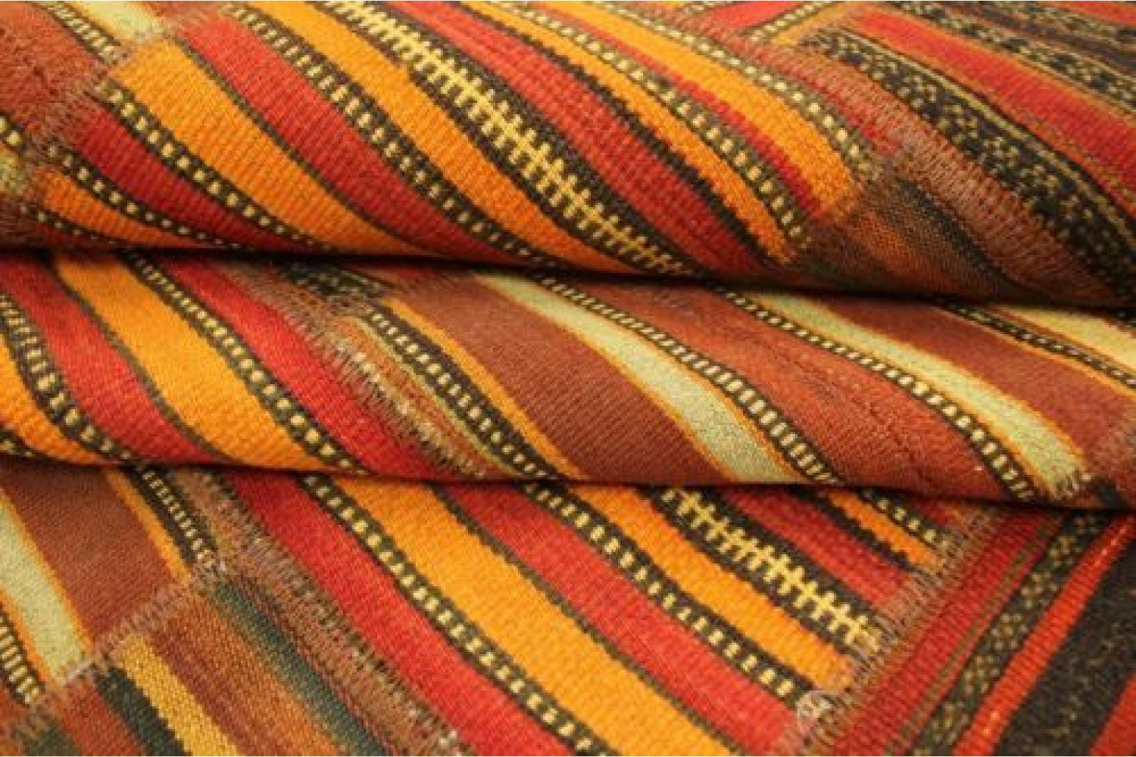 Kelim Teppich
 Kelim Patchwork Teppich Orange Braun Rot in 300x200cm