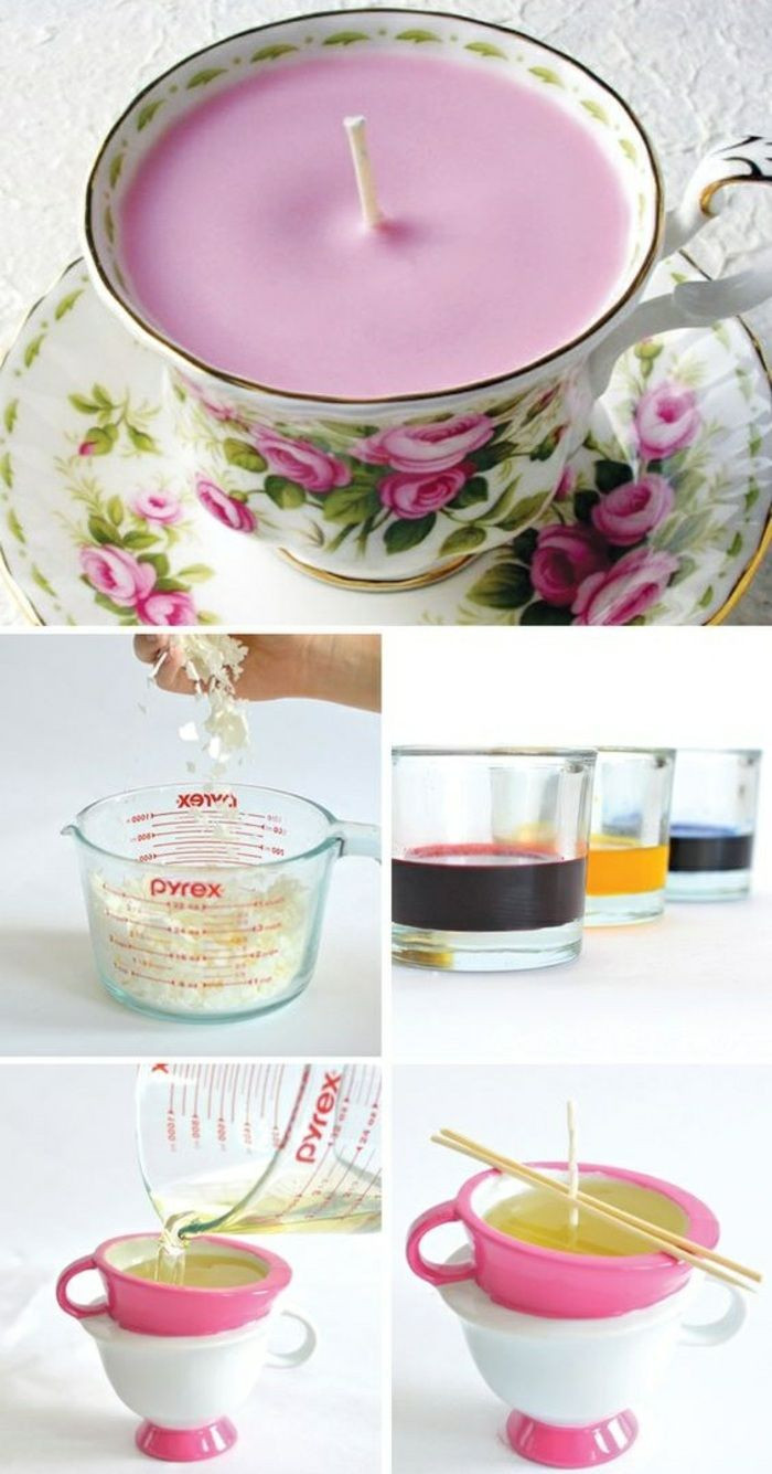 Kerzen Geschenke
 kerzen selber machen rosa kerze in teetasse