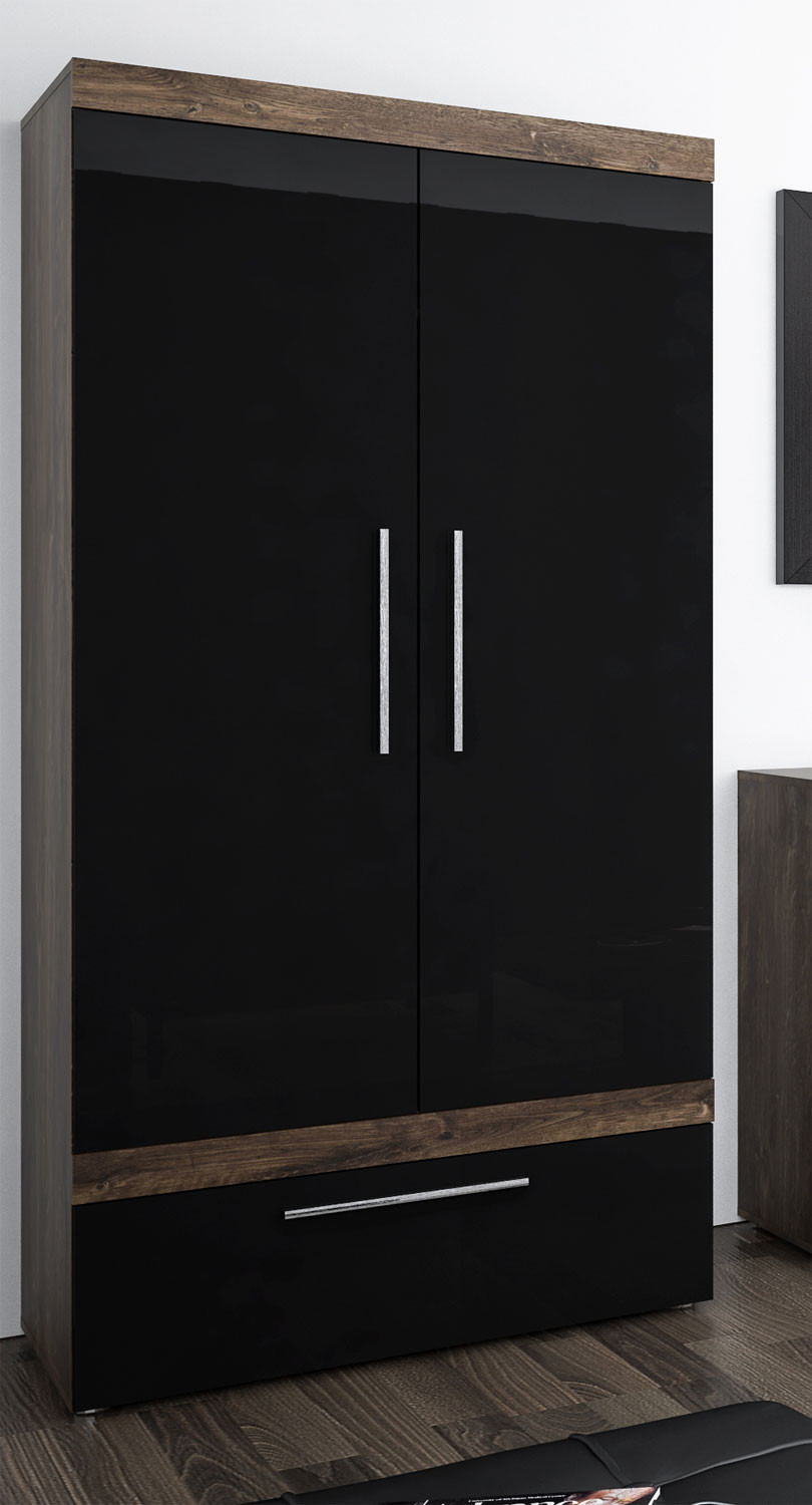 Kleiderschrank Schwarz
 Schrank Kleiderschrank DIelenschrank 2 türig 90cm hidalgo