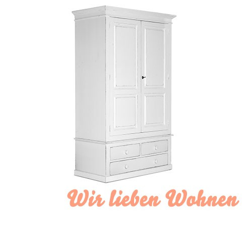 Kleiderschrank Vintage Weiß
 Kleiderschrank weiß antik Vintage Look Wäscheschrank