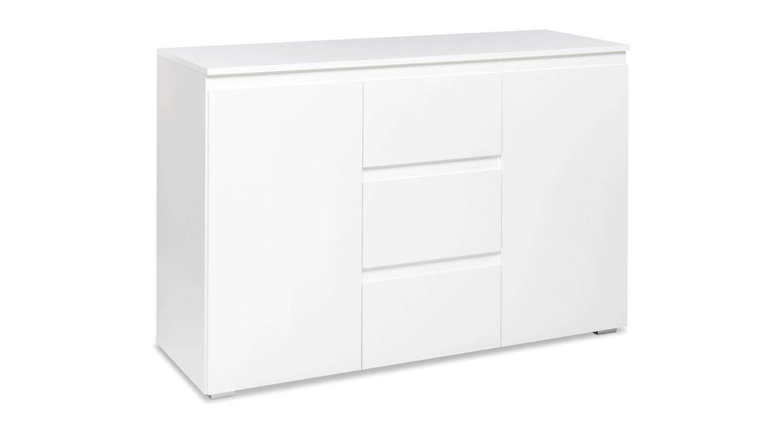 Kommode Weiß 120 Breit
 Sideboard BLANC 4 grifflose Kommode in Weiß 120 cm breit