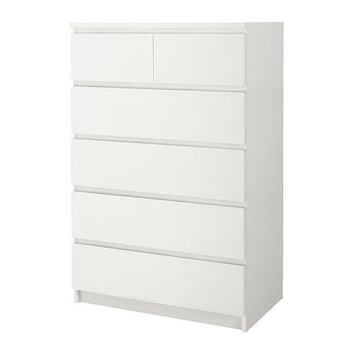 Kommode Weiß Ikea
 MALM Kommode mit 6 Schubladen weiß IKEA