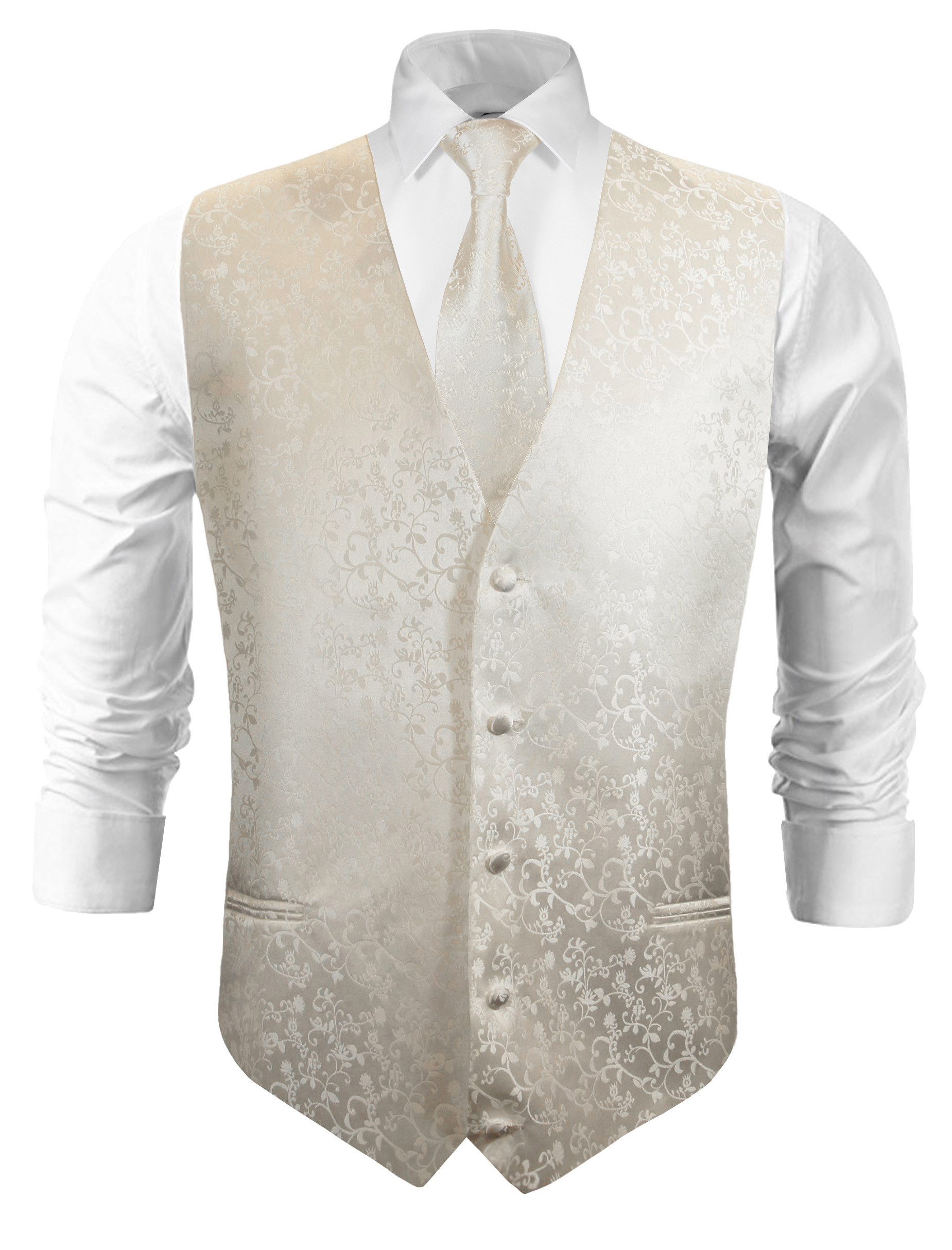 Krawattenknoten Hochzeit
 Hochzeit Weste Gilet mit Krawatte ivory floral v41 Paul