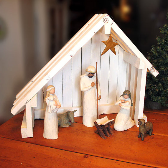 Krippe Diy
 Nativity Creche Stable with Slant Roof for Willow Tree