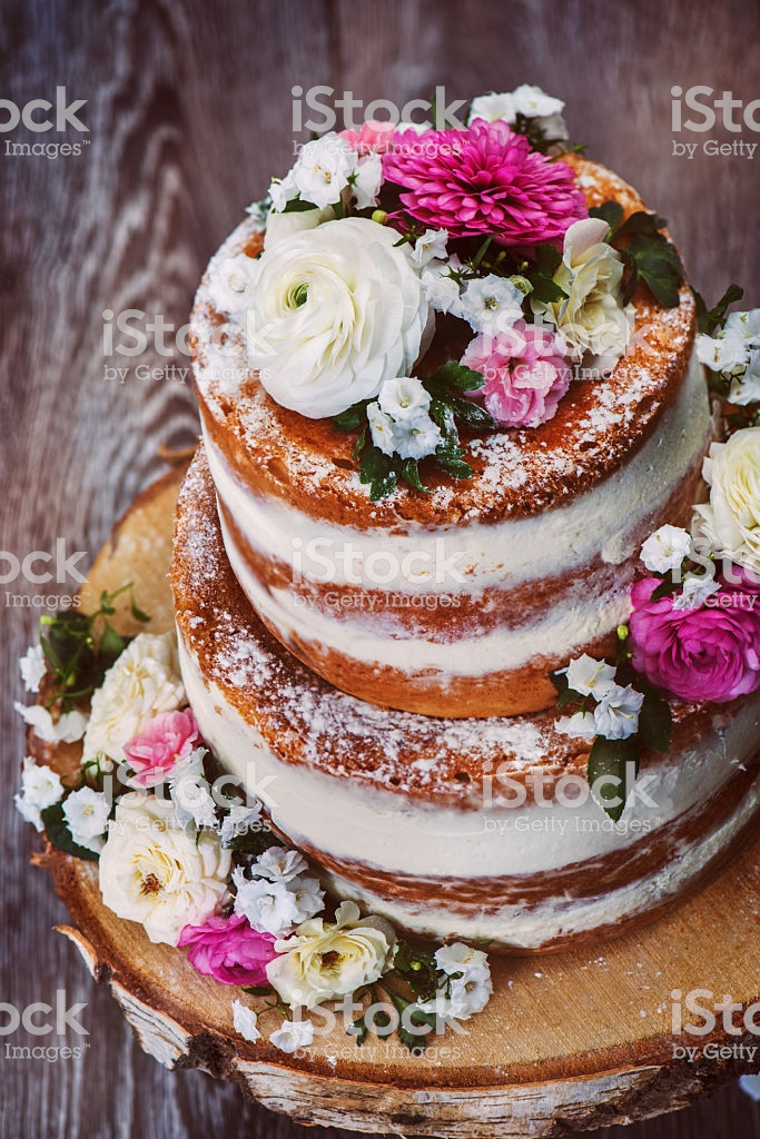 Kuchen Hochzeit
 Hausgemachte Hochzeit Nackt Kuchen Stock Fotografie und