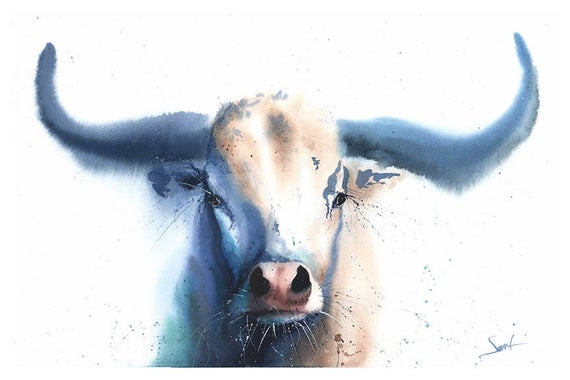 Kuh Geschenke
 Druck Aquarell Stier bull Kunstdruck Kuh Geschenke