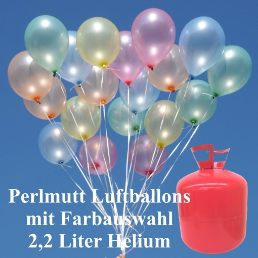 Luftballons Hochzeit Helium
 Helium Einwegbehälter mit 50 Luftballons Perlmutt