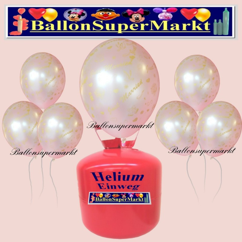 Luftballons Hochzeit Helium
 Luftballons Helium Einweg Set Hochzeit Just Married
