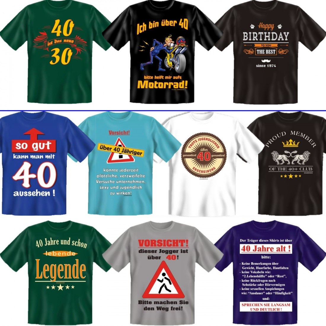 Lustige Geschenke Zum 40
 Lustiges T Shirt zum 40 Geburtstag Auswahl aus 10