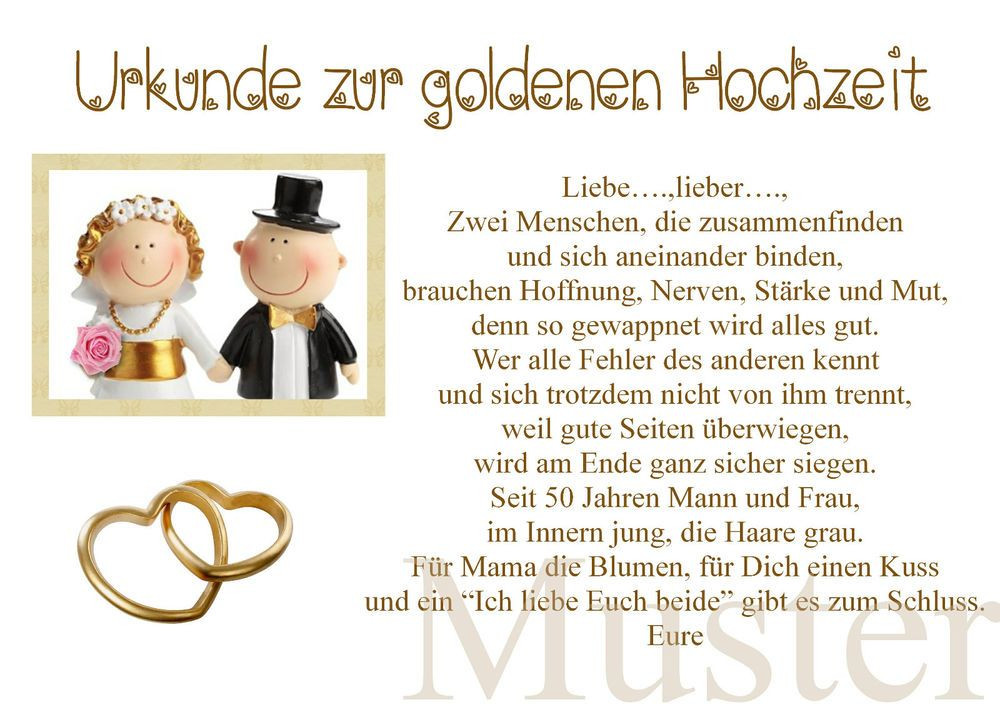 Lustige Zitate Zur Goldenen Hochzeit
 Urkunde zur goldene Hochzeit 50 Hochzeitstag Gold