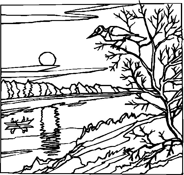 Malvorlagen Landschaften
 Tiefstehende Sonne Ausmalbild & Malvorlage Landschaften