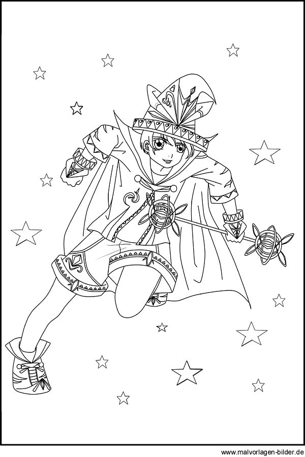 Malvorlagen Manga
 Manga Bild mit einem Zauberer als gratis Vorlage