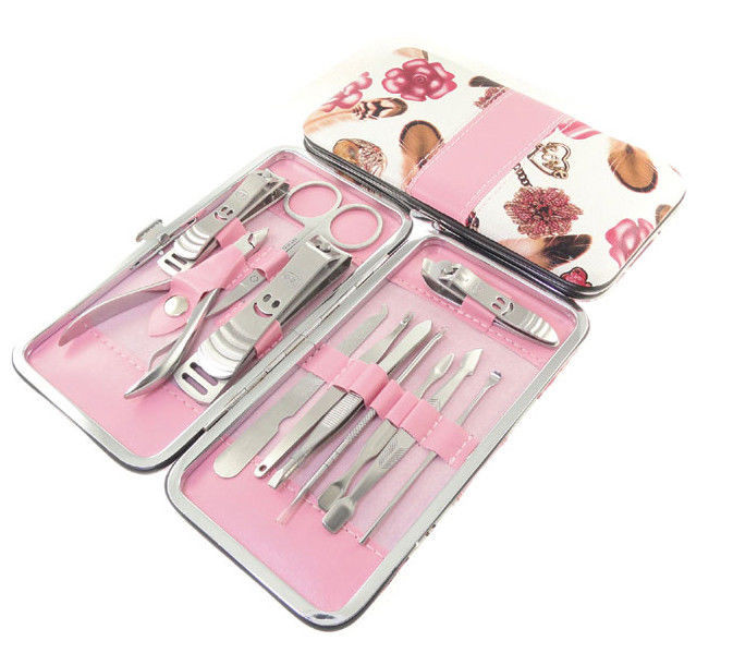 Maniküre Pediküre Set Test
 Travel Womens Pink Flowers Case Manicure Set Pedicure Nail