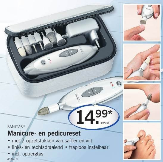 Maniküre Set Lidl
 Lidl promotie Manicure en pedicureset Sanitas