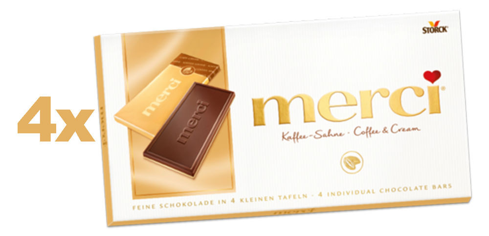 Merci Tafel
 400g Merci Kaffee Sahne feine Tafel Schokolade 4x100g