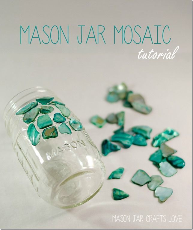 Metall Auf Glas Kleben Handwerk
 Mosaic Mason Jar SEA GLASSES