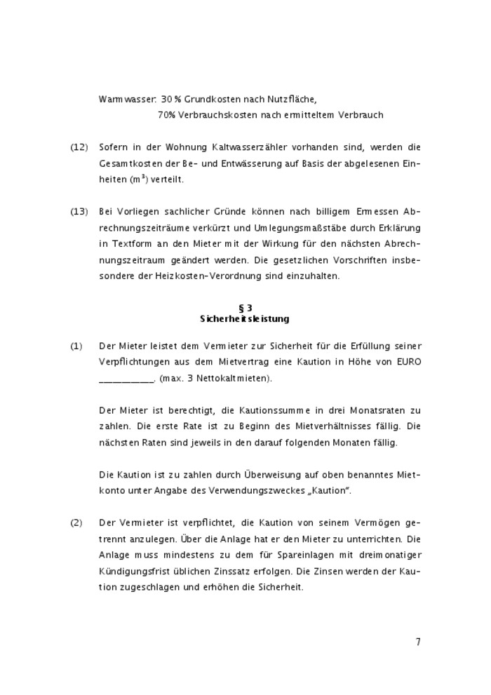 Mietvertrag Wohnung
 Mietvertrag Wohnung Muster Zum Download