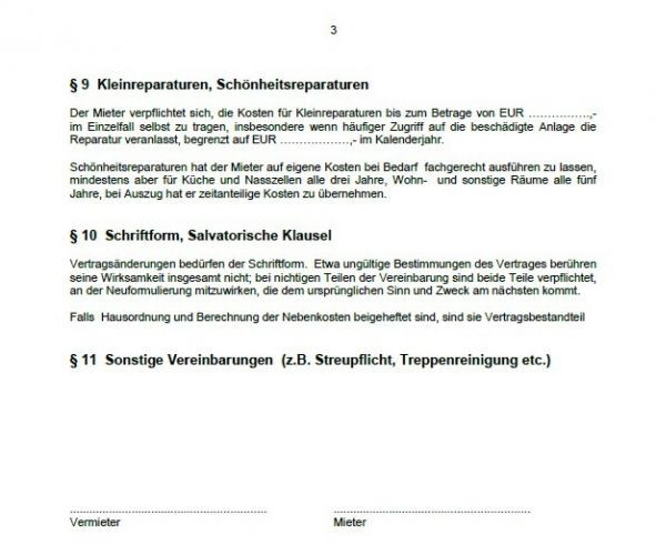 Mietvertrag Wohnung
 Word Vorlage Mietvertrag Wohnung Download