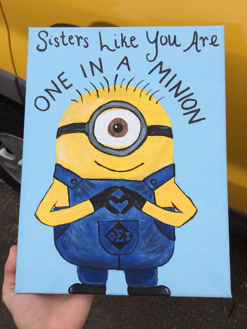 Minions Geschenke
 e in a Minion canvas phisig