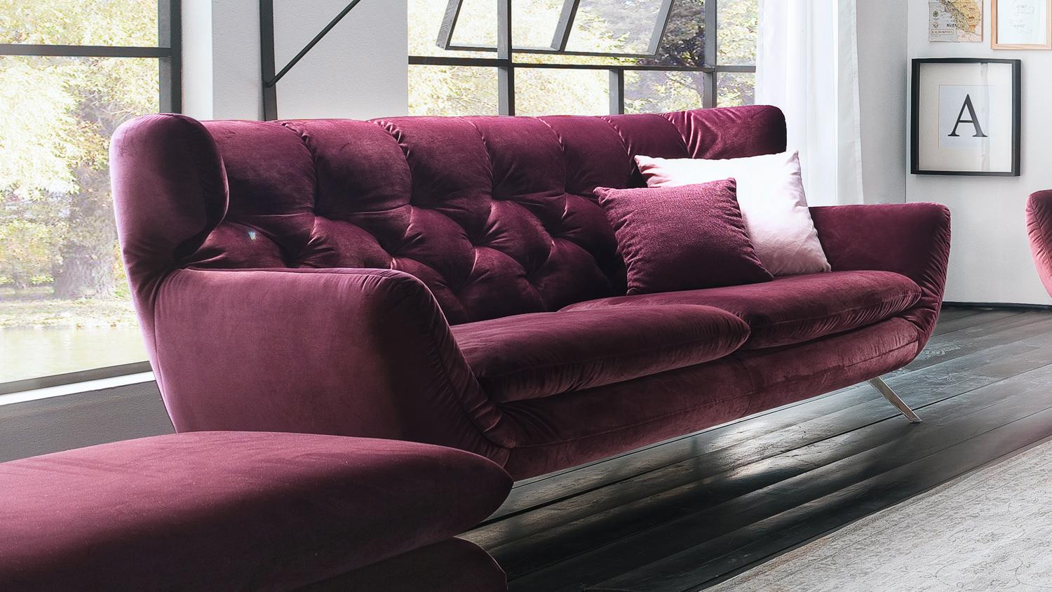 Möbel De Sofa
 Sofa SIXTY 2 5 Sitzer Bezug Velour Stoff purple Gestell