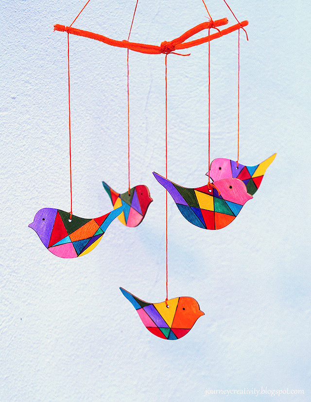 Mobile Diy
 Colorful DIY Wooden Birds Mobile For Nurseries Shelterness