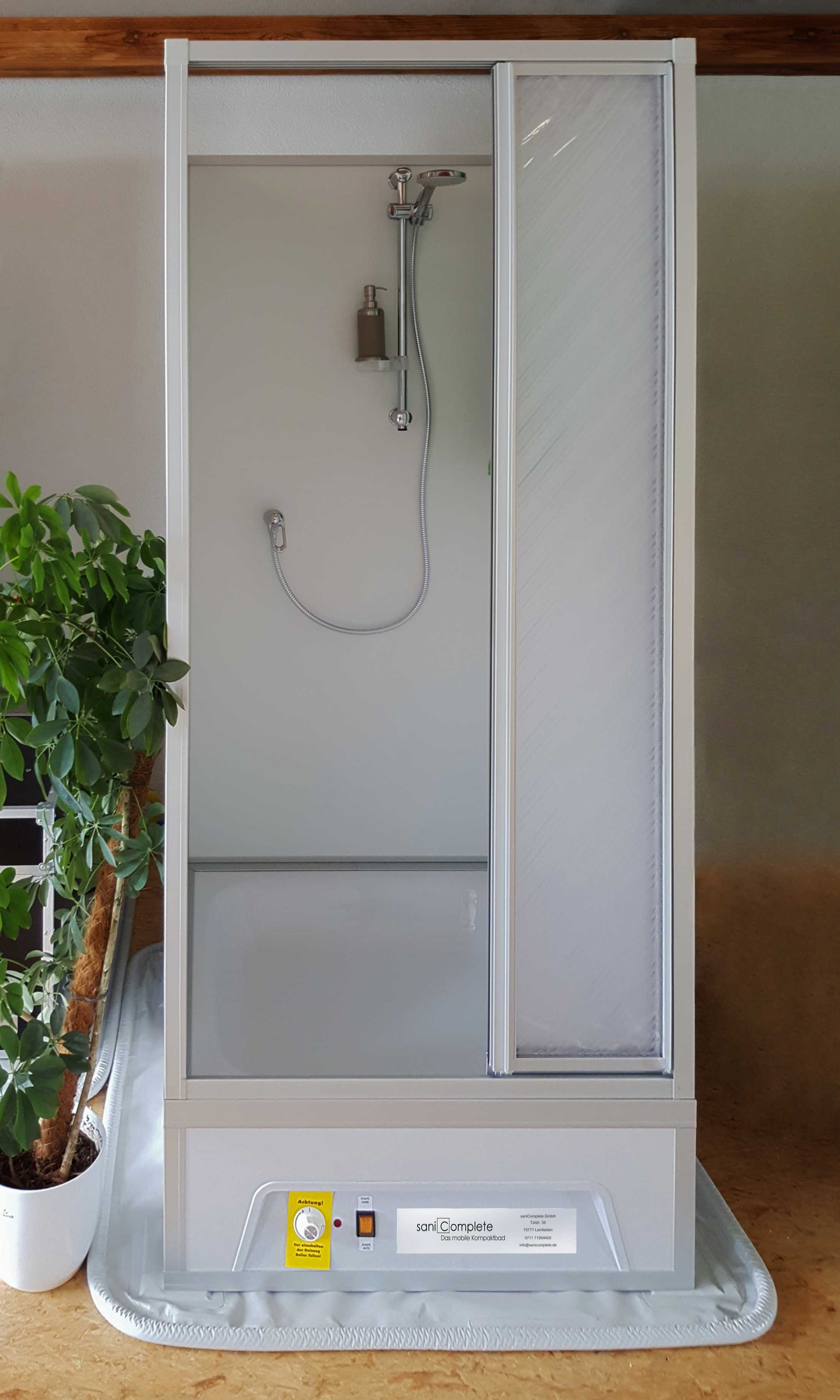 Mobile Dusche
 sani plete Die mobile Dusche indoor Lösung bei z B