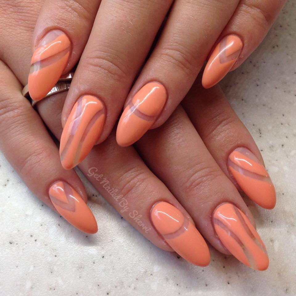 Nageldesign Apricot
 Apricot Negative Space Nail Art Design Blurmark