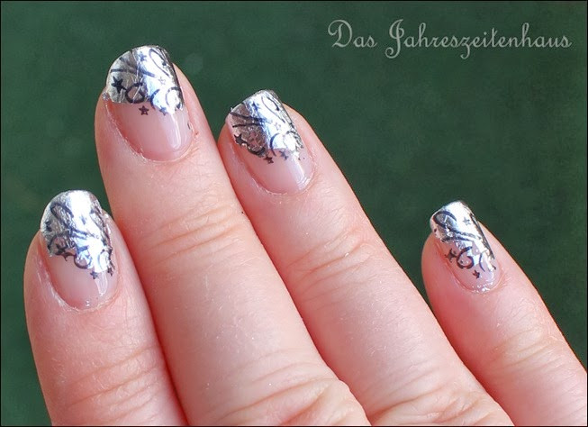 Nageldesign Elegant
 Nageldesign Elegantes Silvester French mit Stamping