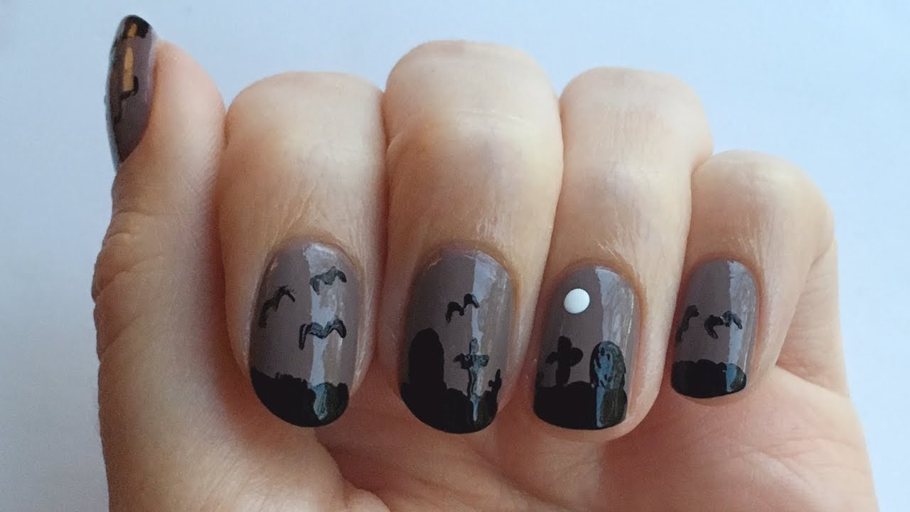 Nageldesign Halloween
 Halloween Nageldesign spooky Friedhof