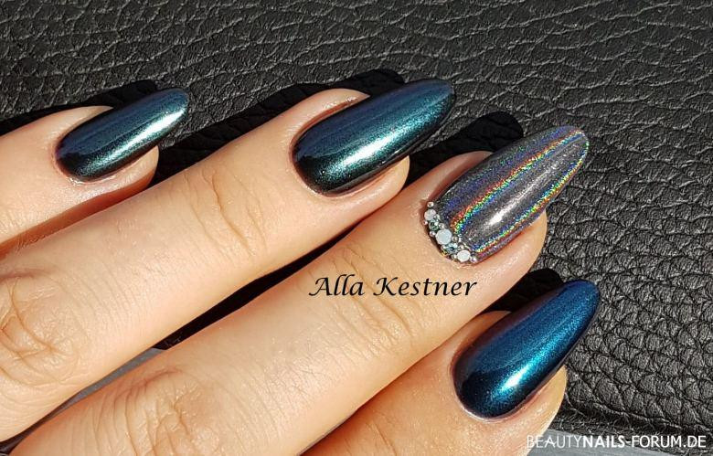 Nageldesign Hologramm
 Chamäleon Chrome und Hologramm Chrome Effekt Nailart