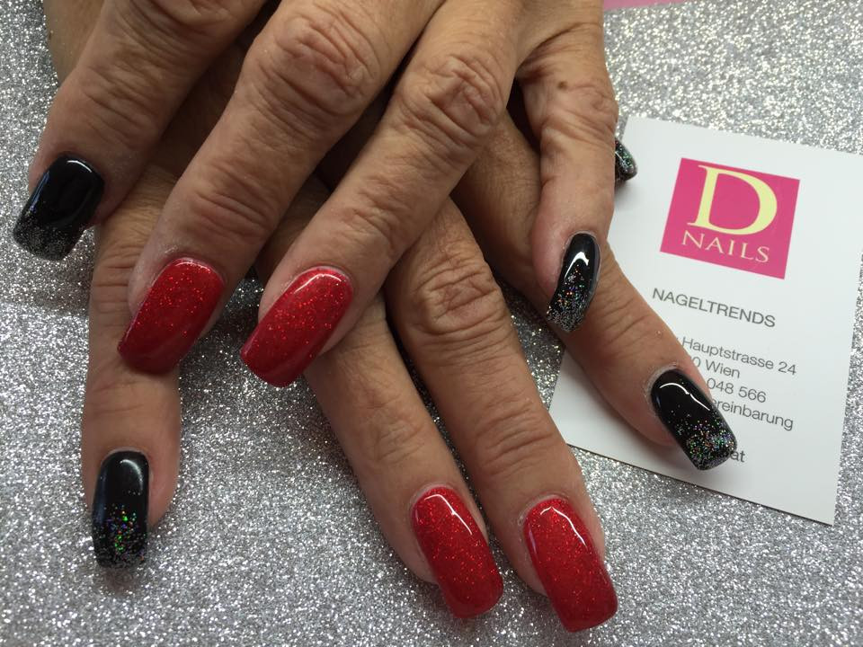 Nageldesign In Rot
 Nageldesign Rot fullcover rot schwarz nageldesign