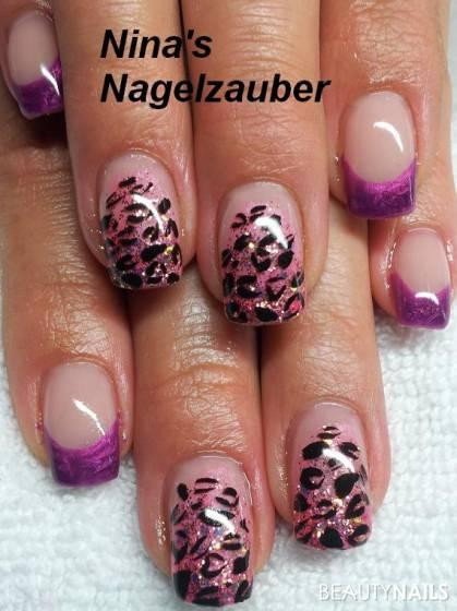 Nageldesign Leomuster
 ein refill mir Glitzerverlauf und leomuster Gelnägel