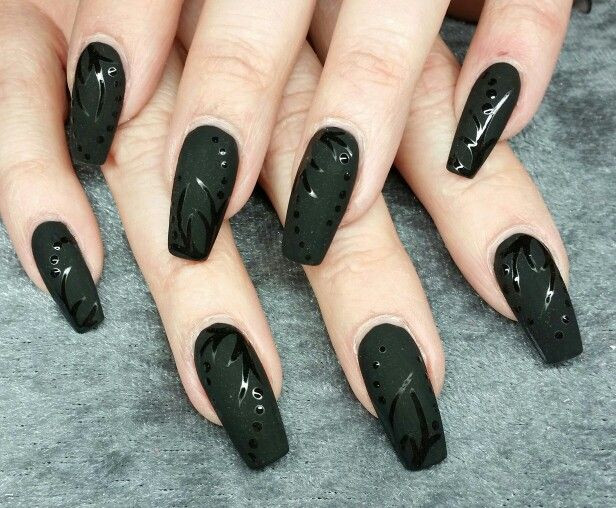 Nageldesign Matt Schwarz
 Nägel Acryl schwarz matt Nägel in 2019