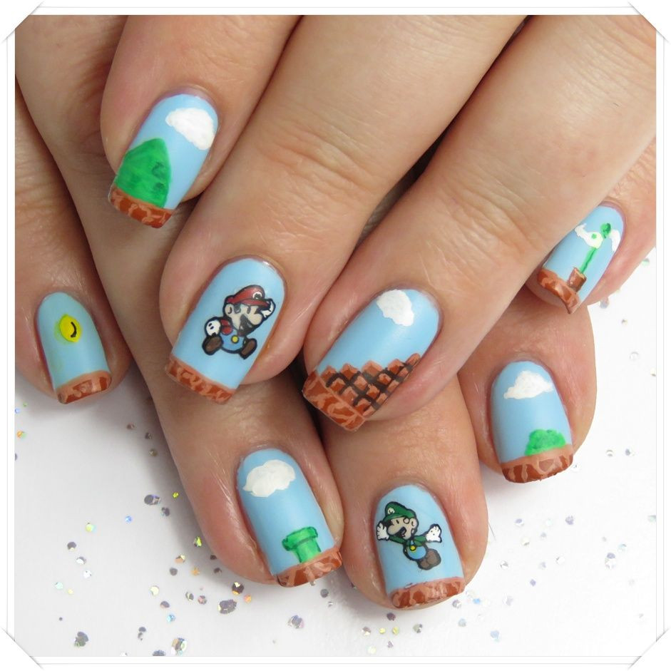 Nageldesign Mit Nagellack
 Nageldesign mit Acrylfarben Super Mario Nails