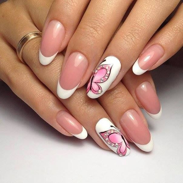 Nageldesign Neuheiten
 Nageldesign weiße Nägel mit rosa Schmetterling und