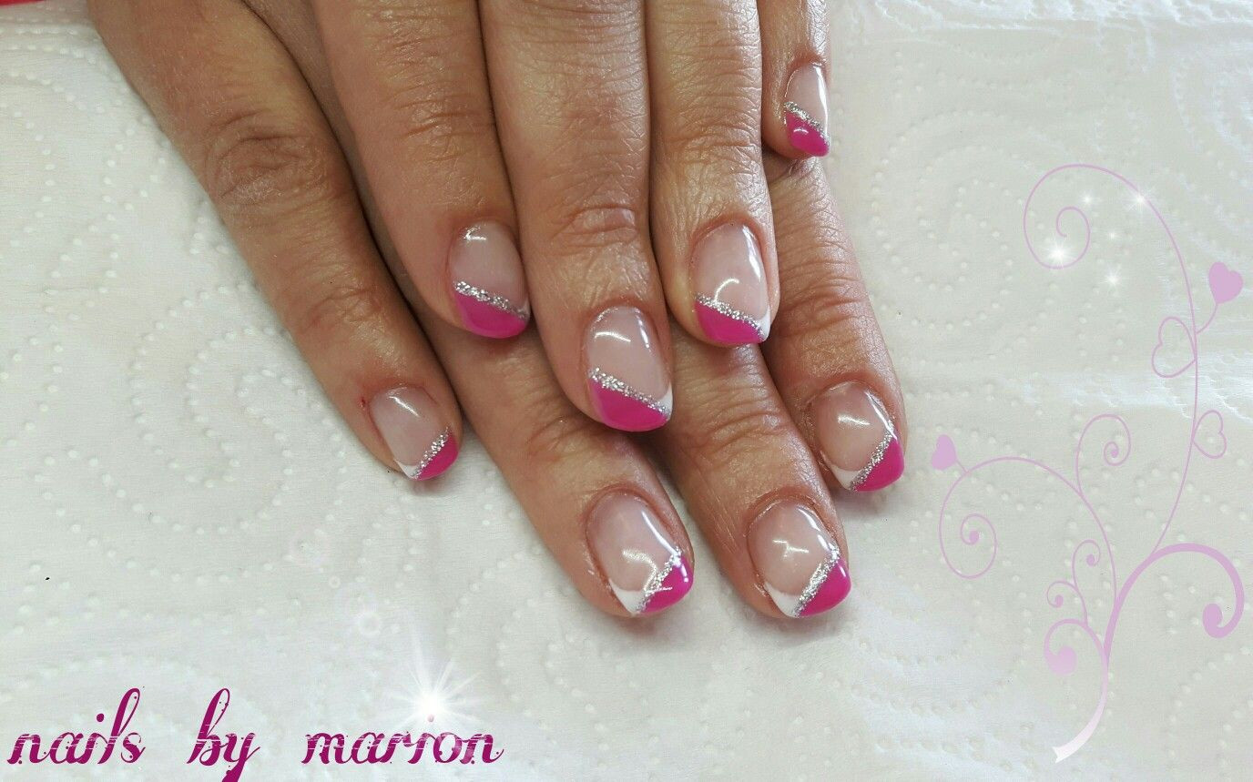 Nageldesign Pink Glitzer
 Gelnails Gelnägel French Nageldesign Nailart Glitzer