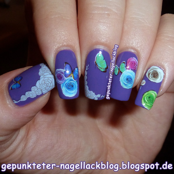 Nageldesign Rosen
 gepunkteter nagellackblog Nageldesign