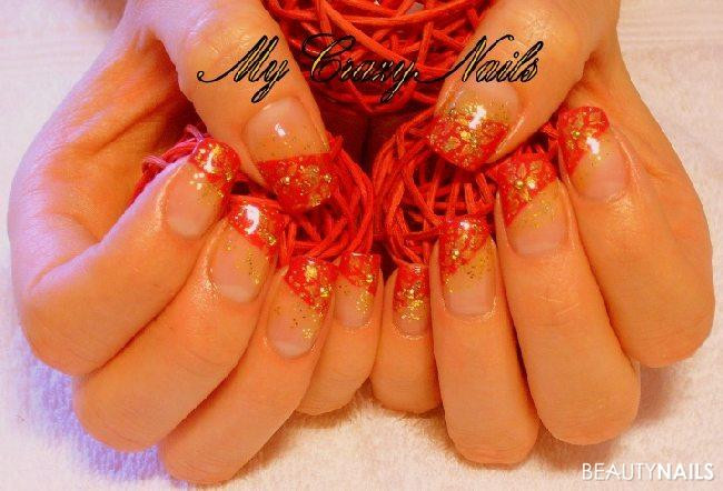 Nageldesign Rot Gold
 Rot Gold Nageldesign