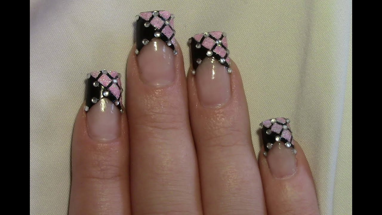 Nageldesign Selber Machen
 Rosa Glitter Strass Party Nail Art Design Tutorial