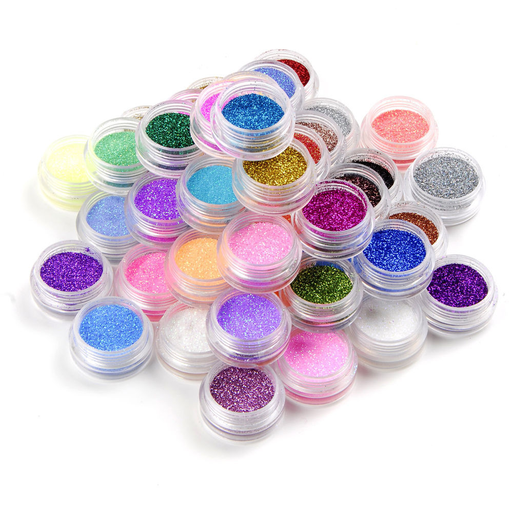 Nageldesign Set
 48tlg Glitter Glimmer Glitzer Pulver Puder Glitterstaub