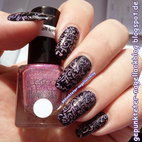 Nageldesign Stamping
 Nageldesign Schwarz Silber &AJ06