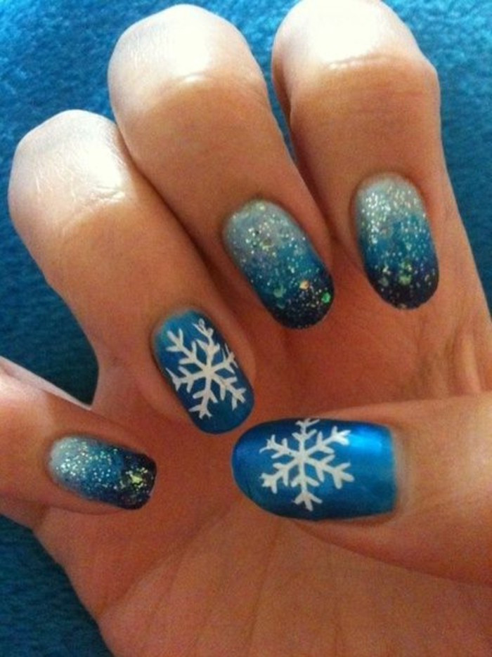 Nageldesign Winter Blau
 Nageldesign für Weihnachten 81 Ideen Archzine